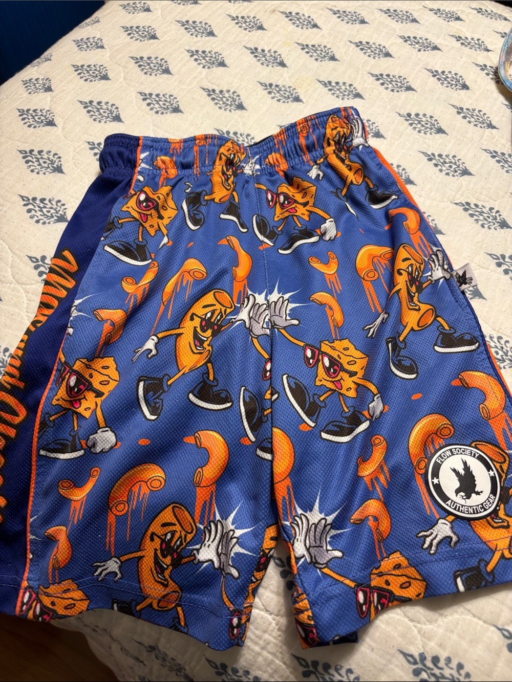 Flow Society Blue & Orange Cartoon Graphic Athletic Shorts